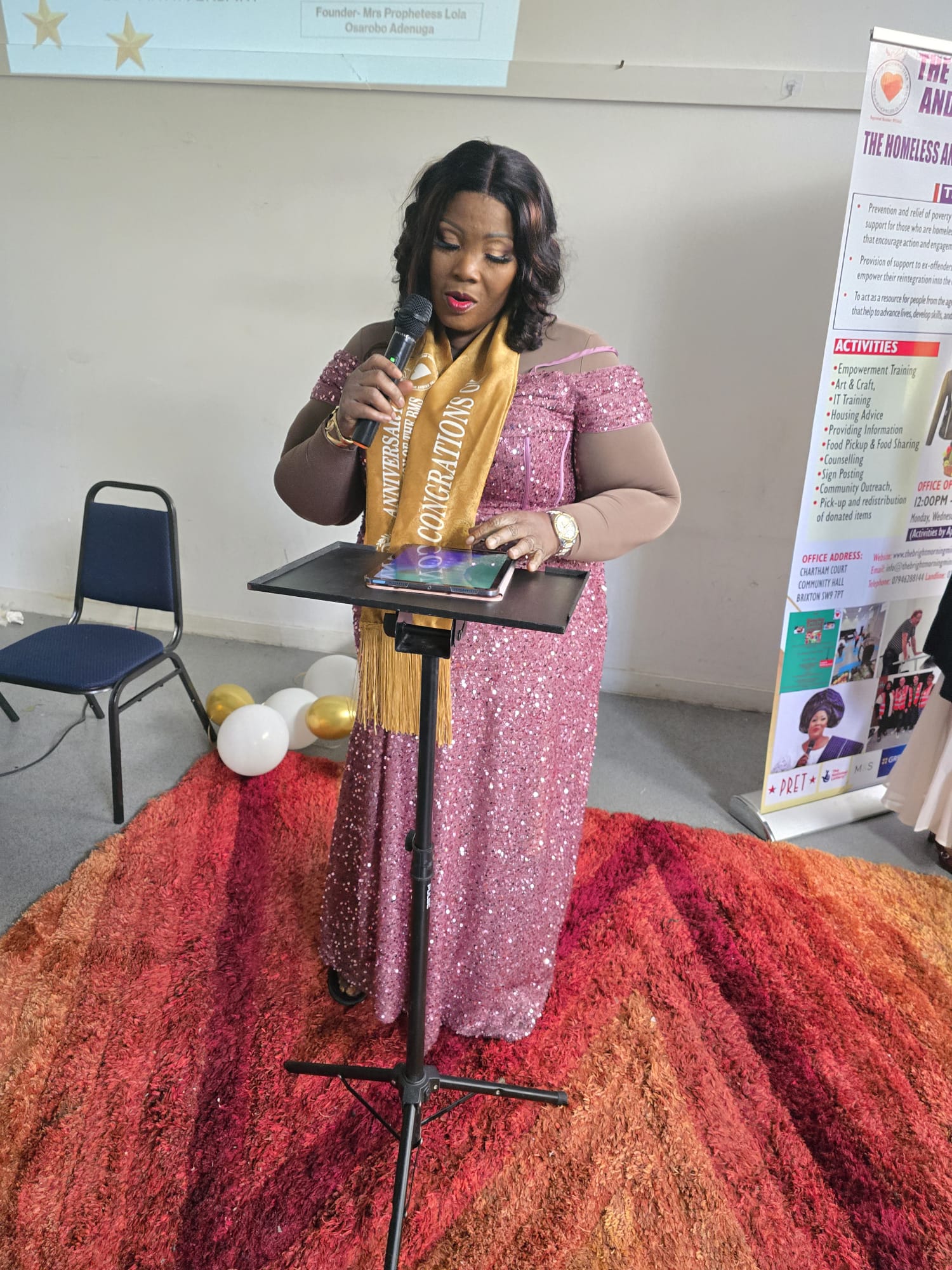 Speaker sharing testimony at the 10th anniversary celebration