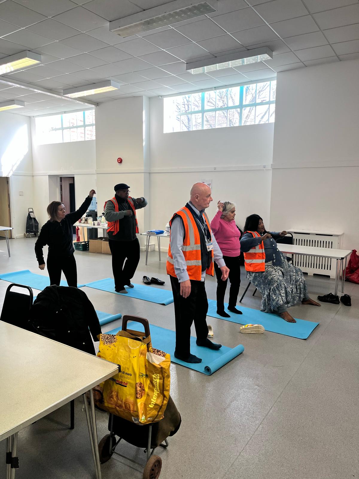 Participants doing stretching exercises