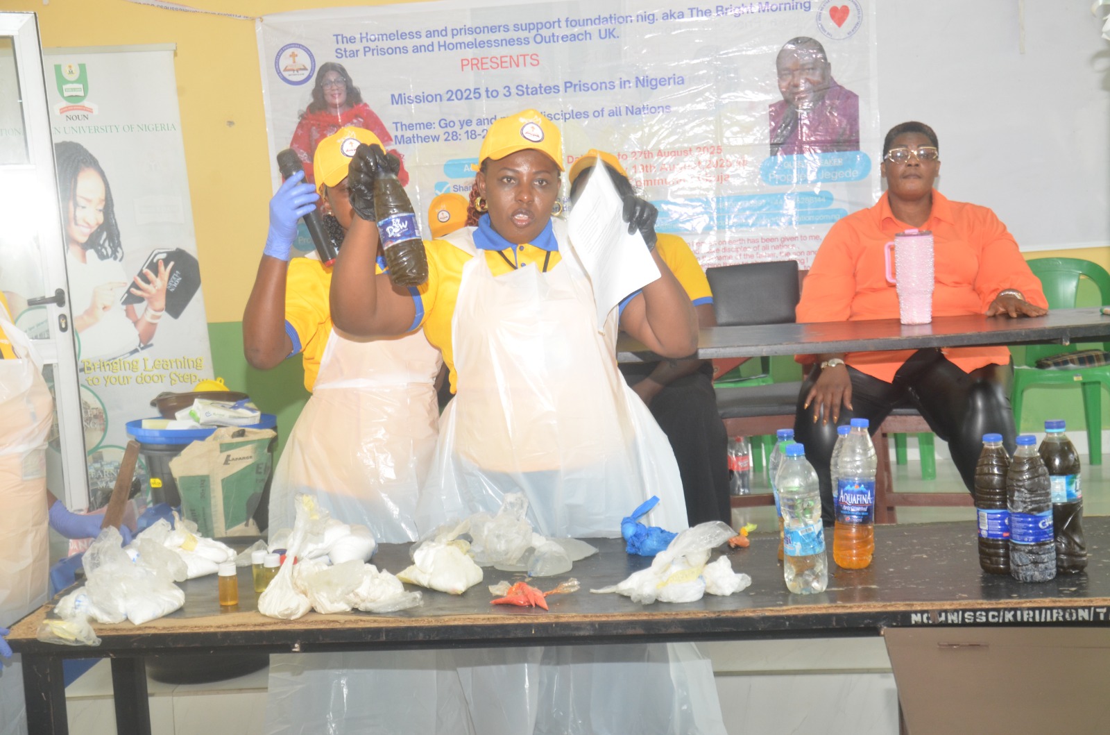 Team member demonstrating soap production techniques