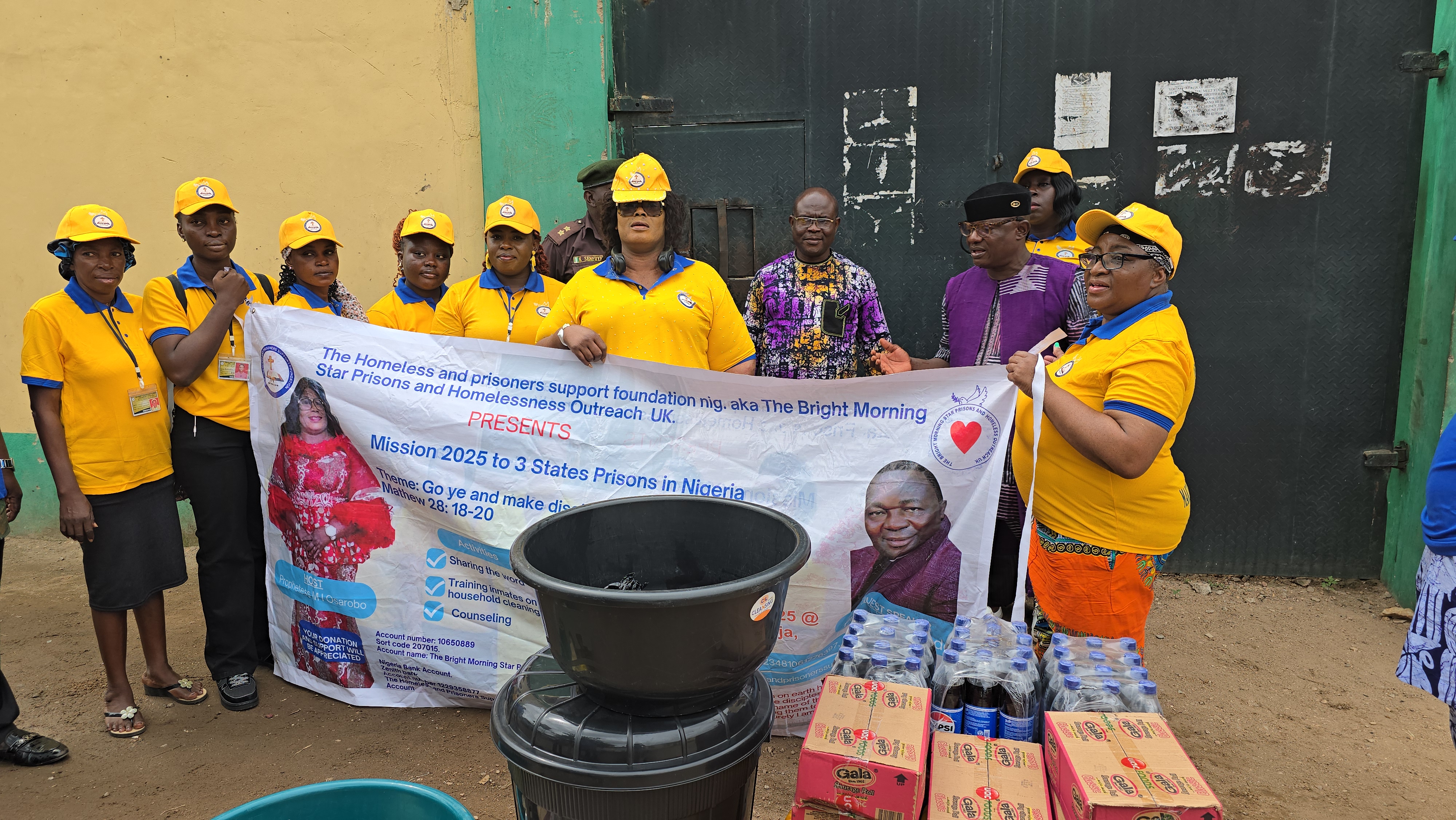 Mission team with local officials and prison staff